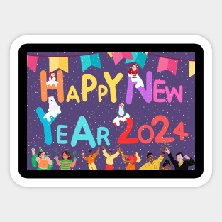 Merry christmas and happy new year 2024 Sticker